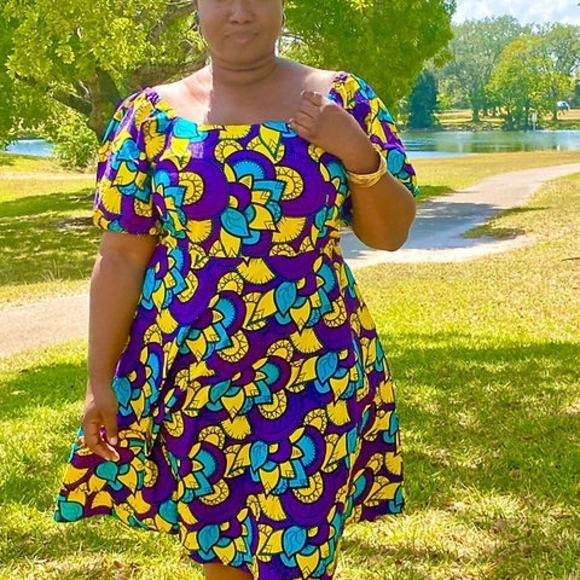 Vibrant Multicolor Off-Shoulder Dress - Picture 2 of 3